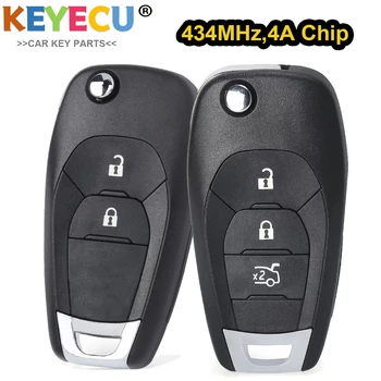 KEYECU 3-кнопочный пульт дистанционного управления с откидной клавишей для 2015 Chevrolet Cruze 434 МГц 4A чип 2 кнопки для 2021 Chevrolet Spark Sonic
