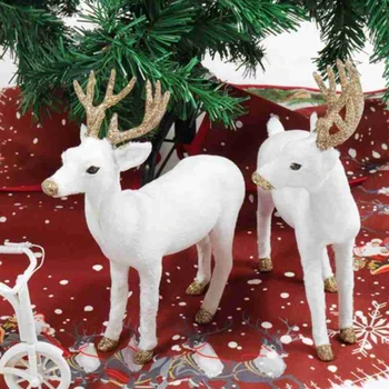 Плюшевая имитация Рождественского Белого Оленя, Стоящего Рождественского Белого Лося, Куклы-олени, Украшение для домашней вечеринки
