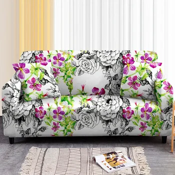 Эластичный чехол для дивана с цветочным принтом розы для гостиной, Винтажные чехлы для диванов с цветочным рисунком, Съемный чехол для дивана