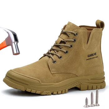 Рабочие защитные ботинки Мужские Осень-зима, неразрушаемая защита от проколов, теплая рабочая обувь, защитная мужская защитная обувь