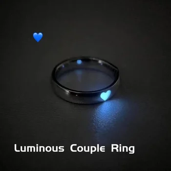 Регулируемое кольцо из сплава, модные популярные ювелирные изделия, кольцо для пары, кольцо с сердцем Blu-ray, Серебристое кольцо, Светящееся кольцо, Розовое Регулируемое
