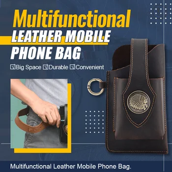 Многофункциональная кожаная сумка для мобильного телефона, винтажный Кожаный ремень, поясная сумка, мужская Кобура, Портативный Держатель для ключей, чехол для сигарет, Подарок