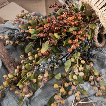 Искусственная ягодная ветка из пенопласта, букет цветов, Аксессуары для гирлянды, синие ягодные стебли, искусственные растения для рождественского украшения дома