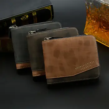 Мужской короткий кошелек из искусственной кожи простого цвета в стиле пэчворк, тонкий мужской держатель для кредитных карт, многофункциональный деловой складной кошелек для монет, новый