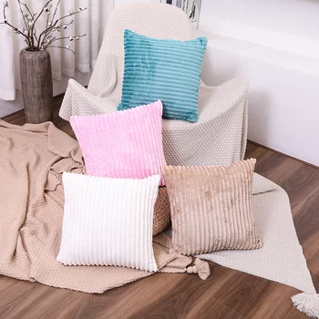 Плюшевый чехол для подушки, супермягкий декор, декоративные чехлы для подушек в полоску, декоративные наволочки, подушки-наволочки для дивана