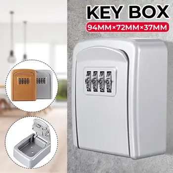 Коробка с замком для ключей Настенный Сейф для ключей из цинкового сплава, Защищенный от атмосферных воздействий, 4-Значный Кодовый замок для хранения ключей Внутри и снаружи
