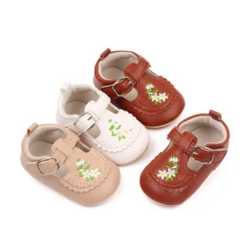 Мама и малыш 0-18 м, обувь для новорожденных девочек, принцесса, искусственная кожа, вышивка, цветок, нескользящие ходунки для малышей, D06