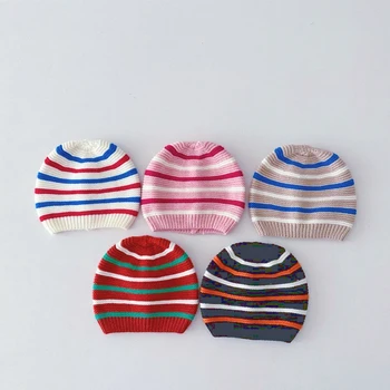 2023 Новые осенне-зимние шапки для новорожденных, Акриловые Мягкие Теплые вязаные шапочки-бини для малышей, шапки для мальчиков и девочек