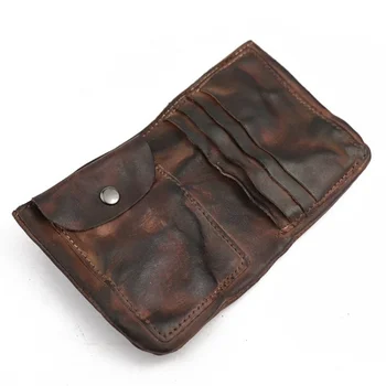 Мужской модный кошелек из японской воловьей кожи с нулевым слоем кожи растительного дубления, короткий большой зажим для денег, складывающаяся сумка для карт
