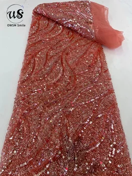 Роскошный дизайн одежды 5Y Africa, Высококачественная Ручная вышивка, сетчатое кружево с бисером и пайетками для вечернего женского платья для вечеринки