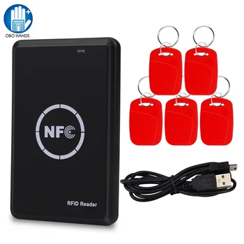 Дубликатор RFID NFC, устройство чтения ID / IC-карт, устройство записи зашифрованного декодера, USB-копировальный аппарат с двухчастотными записываемыми брелоками 125 кГц/13,56 МГц