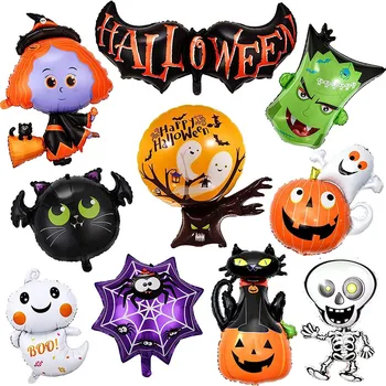 Украшение из воздушных шаров-пауков-призраков на Хэллоуин, воздушный шар из фольги, детские игрушки, Дом с привидениями, Баллоны для вечеринки Happy Helloween