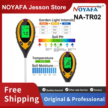 Noyafa NA-TR02 Цифровой Измеритель PH почвы 4 В 1, Монитор влажности, Температуры, Интенсивности солнечного света, Тестер для садоводства, выращивания растений.