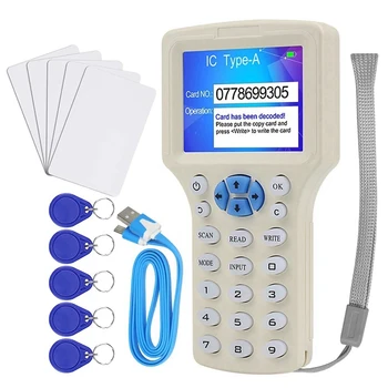 Программатор смарт-карт с 10 частотами NFC Программатор смарт-карт 125 кГц 13,56 МГц Зашифрованный ключ декодера с возможностью записи