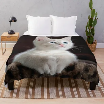 Одеяло с милым котом, Фланелевое одеяло для дивана, Мохнатое одеяло, Пушистые Мягкие одеяла