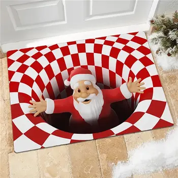 Рождественские украшения 3D Вихревая иллюзия, добро пожаловать, входной коврик, украшения для дома, Ковер для гостиной, Нескользящий коврик для спальни
