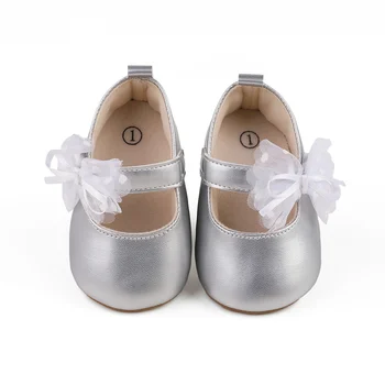 Повседневная обувь на мягкой подошве с бантом для маленьких девочек - Однотонная летняя обувь для первых прогулок для маленьких девочек (0-18 м)