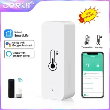 Corui WIFI Умный датчик температуры и влажности Беспроводное приложение Bluetooth Smart Life Пульт дистанционного управления Работает с Alexa Google Home