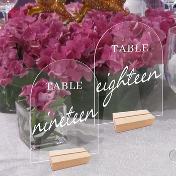 Акриловая табличка с номером свадебного стола, изготовленная своими руками, пустые прозрачные вывески с деревянной основой для оформления стола на день рождения, свадьбу, мероприятие