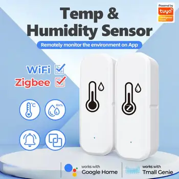 Tuya ZigBee / wifi Умный датчик температуры и влажности, работающий от аккумулятора, ZigBee Smart Home Security Работает с Alexa Google Home