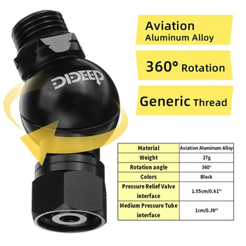 DIDEEP Global Универсальный 360-градусный поворотный адаптер для шланга для подводного плавания 2-й ступени, Соединитель регулятора для дайвинга, аксессуары для дайвинга
