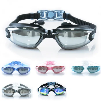 Очки для плавания для взрослых, очки для плавания с затычкой для ушей, Противотуманные, водонепроницаемые, Мужские, женские, с защитой от ультрафиолета, Оптические Регулируемые очки для плавания
