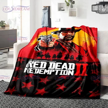 Игровое одеяло серии Red Dead Redemption, одеяло Джона Марстона, Фланелевое украшение, покрывало для дома, одеяло с ковбойскими персонажами