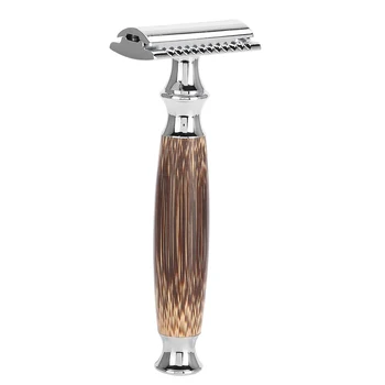 Обоюдоострая бритва с длинной ручкой из натурального бамбука Обеспечивает более удобный для бритья уход за мужчинами 10x лезвий