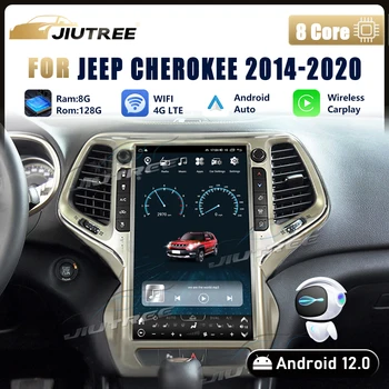 14,4-Дюймовый Android 12 Для JEEP Cherokee 2014-2020 Автомобильный Радиоприемник Беспроводной CarPlay Головное Устройство GPS Навигация Стерео Сенсорный Экран Tesla