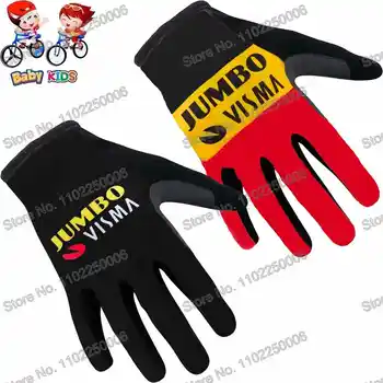 Детские Велосипедные перчатки Jumbo Visma Team 2023 для мальчиков, Гелевые перчатки на весь палец, Джерси для шоссейных велосипедов, MTB, Мотоциклетные перчатки для девочек, велосипедные перчатки