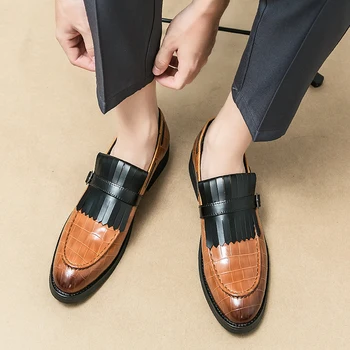 Высококачественная деловая кожаная обувь на шнуровке, официальная обувь для свадебной вечеринки, модная кожаная мужская обувь в стиле ретро.