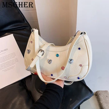 Женская Маленькая сумка в виде полумесяца, Дизайнерские сумки через плечо из искусственной кожи 2022, Роскошные Брендовые женские сумки под мышками, Мешок