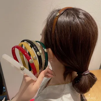 Бутик акриловых Корейских аксессуаров для волос Gold Label, Разноцветные Ацетатные пластиковые обручи для волос для женщин, простые популярные повязки на голову