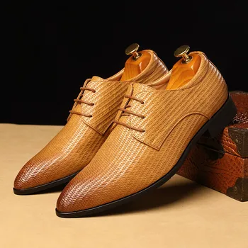 Новые серые мужские туфли-дерби с острым носком на шнуровке, желто-зеленые мужские официальные туфли ручной работы, деловые модельные туфли, Размер 38-48