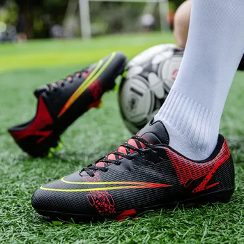 Пара дешевых футбольных ботинок Black Society, Мягкая легкая мужская футбольная обувь профессионального размера 36-45, спортивная обувь Man Soccer