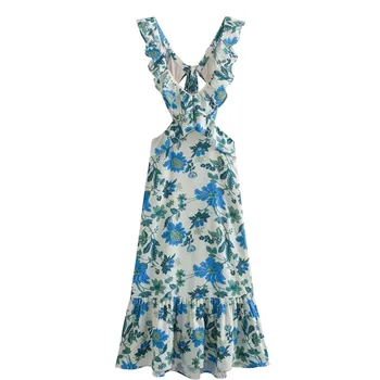 2023, магазин Bazaleas, платье Traf с открытой спиной, 2 цвета, элегантные майки Миди, женские платья в летнем стиле, официальные