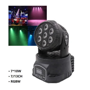 7x10 Вт RGBW 4 В 1 LED Small DMX 512 Disco Stage Lights Mini LED Moving Head Lighting