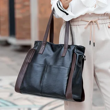Женская сумка Большая вместительная Женская мягкая сумка через плечо в стиле ретро из натуральной искусственной кожи, роскошная сумка-мешок