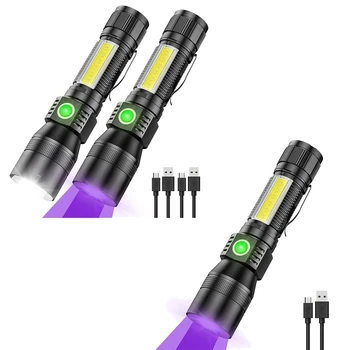 Ультрафиолетовый фонарик фиолетового цвета, супер яркий маленький перезаряжаемый водонепроницаемый магнитный светодиодный фонарик, карманная вспышка