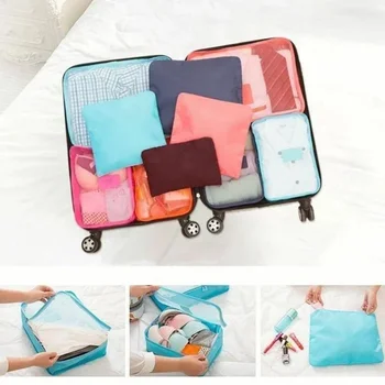 6 Штук портативных упаковочных кубиков для багажа, Многофункциональная водонепроницаемая дорожная сумка для хранения багажа, Сжимаемая сумка для хранения одежды