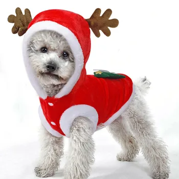 Одежда для домашних животных Осенне-зимняя фланелевая теплая праздничная Одежда Одежда для собак, Кошек, лосей, Рождественская одежда, новогодняя собака