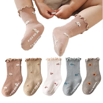 Детские носки для малышей, нескользящие хлопковые носки для маленьких девочек, детские носки для маленьких девочек 0-5 лет, весна-осень