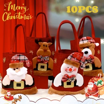 10ШТ Рождественских подарочных пакетов Подарочные пакеты Tote В канун Рождества Подарочные пакеты Apple, пакеты для конфет, Тканевые сумки, украшения, Рождество